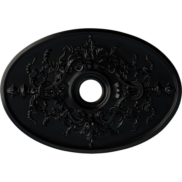 Ekena Millwork Alexa Ceiling Medallion (Canopies up to 5 5/8"), 30 3/4"W x 21 1/4"H x 3 7/8"ID x 1 5/8"P, Jet Black CM21X30ALBLF - main